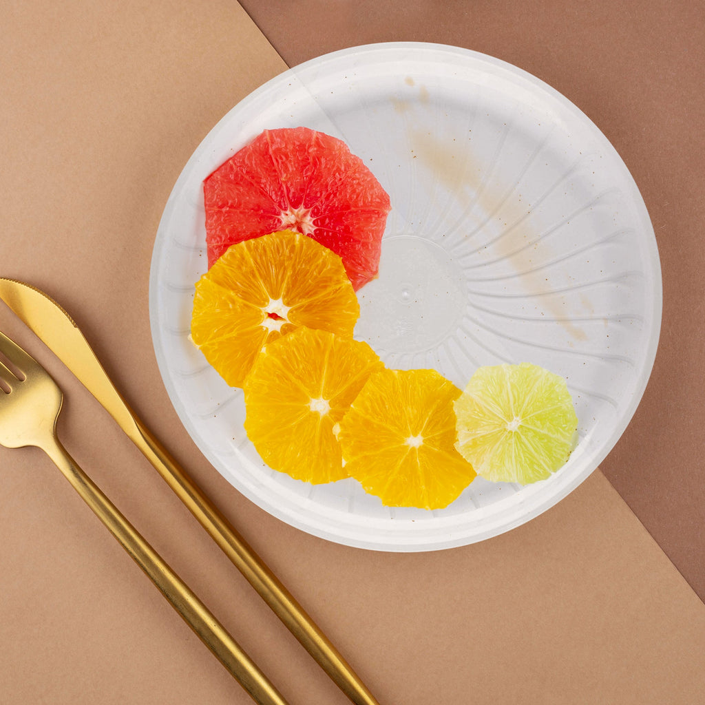 14" Clear Pavilion Round Disposable Plastic Trays