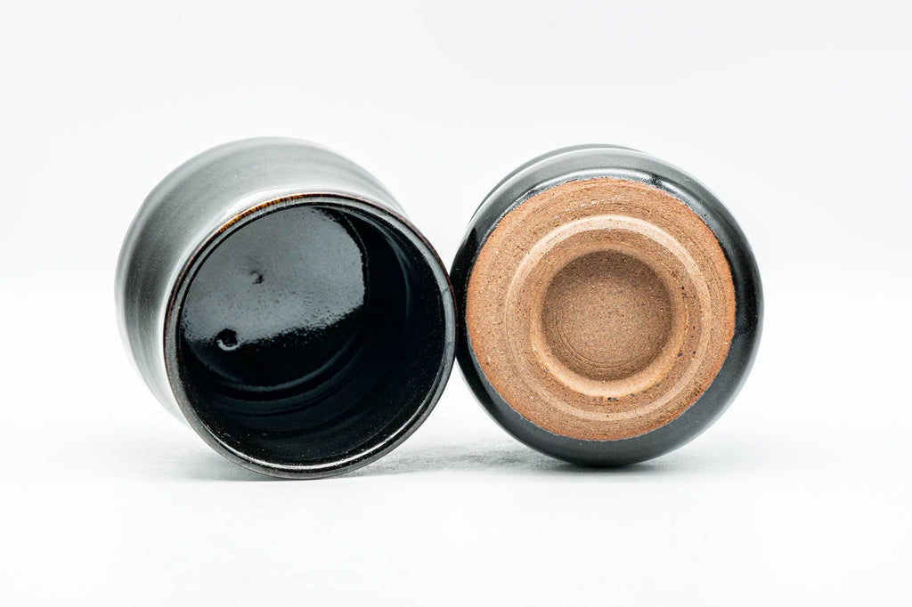 Japanese Teacups - Pair of Jet Black Glazed Yunomi - 130ml