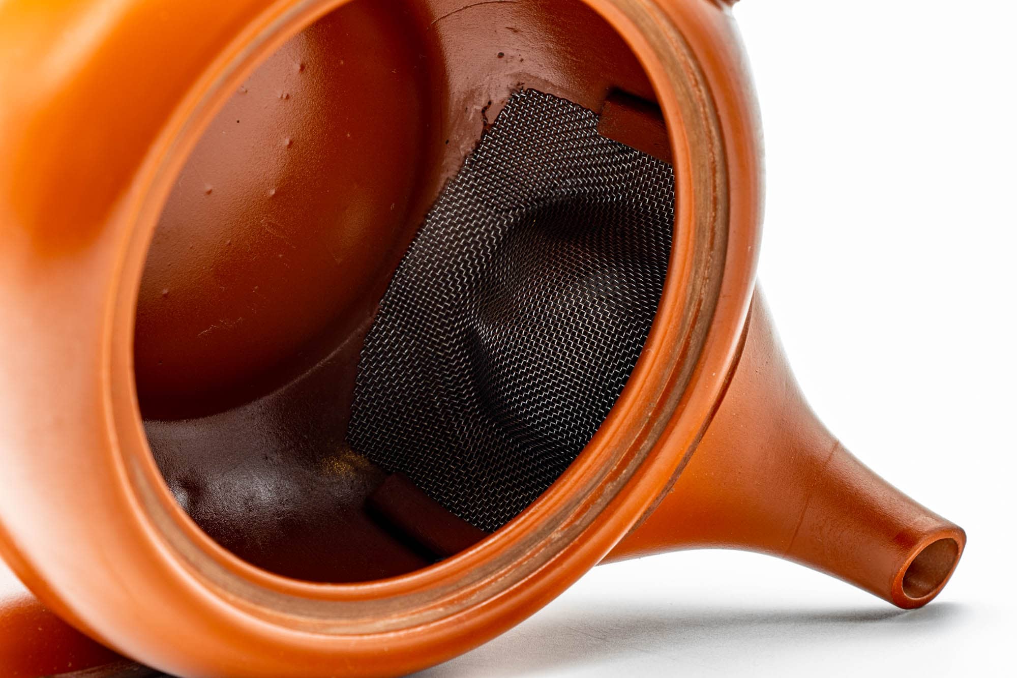 Japanese Kyusu - Red Shudei Tokoname-yaki Mesh Teapot - 260ml