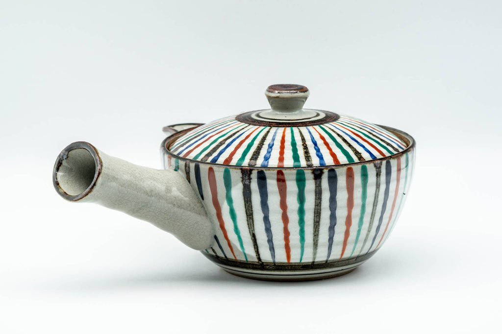 Japanese Kyusu - Multi-Coloured Stripes Do-ake Triangular-Spouted Teapot - 275ml