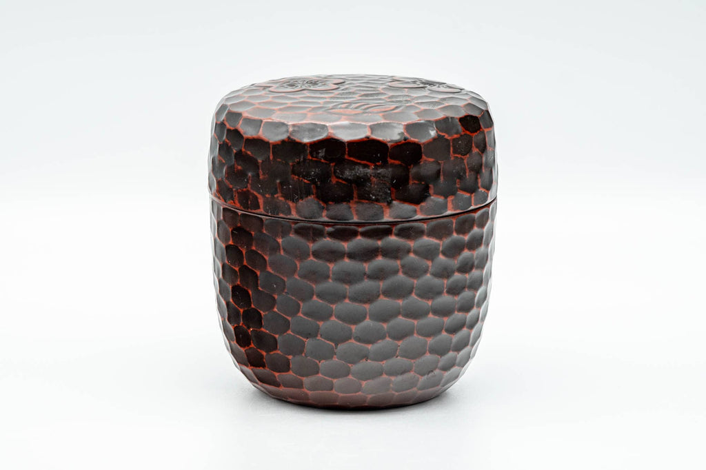 Japanese Chazutsu - Burgundy Plum Blossoms Plastic Tea Canister - 200ml