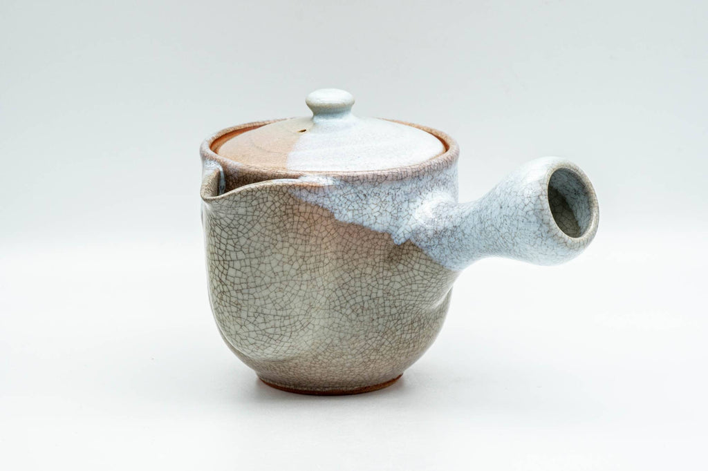 Japanese Tea Set - Beige White Glazed Hagi-yaki Do-ake Kyusu Teapot with 5 Yunomi Teacups