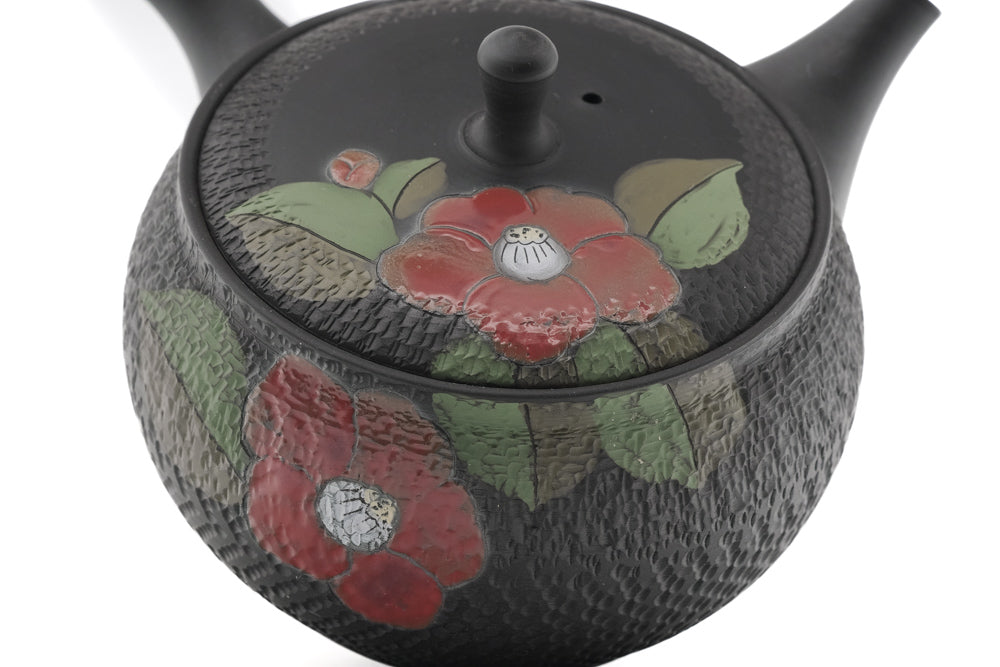 Red Camellias Kokudei Tokoname Teapot - 300ml