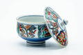 Japanese Teacup - Blue Gold Floral Arita-yaki Lidded Yunomi - 160ml