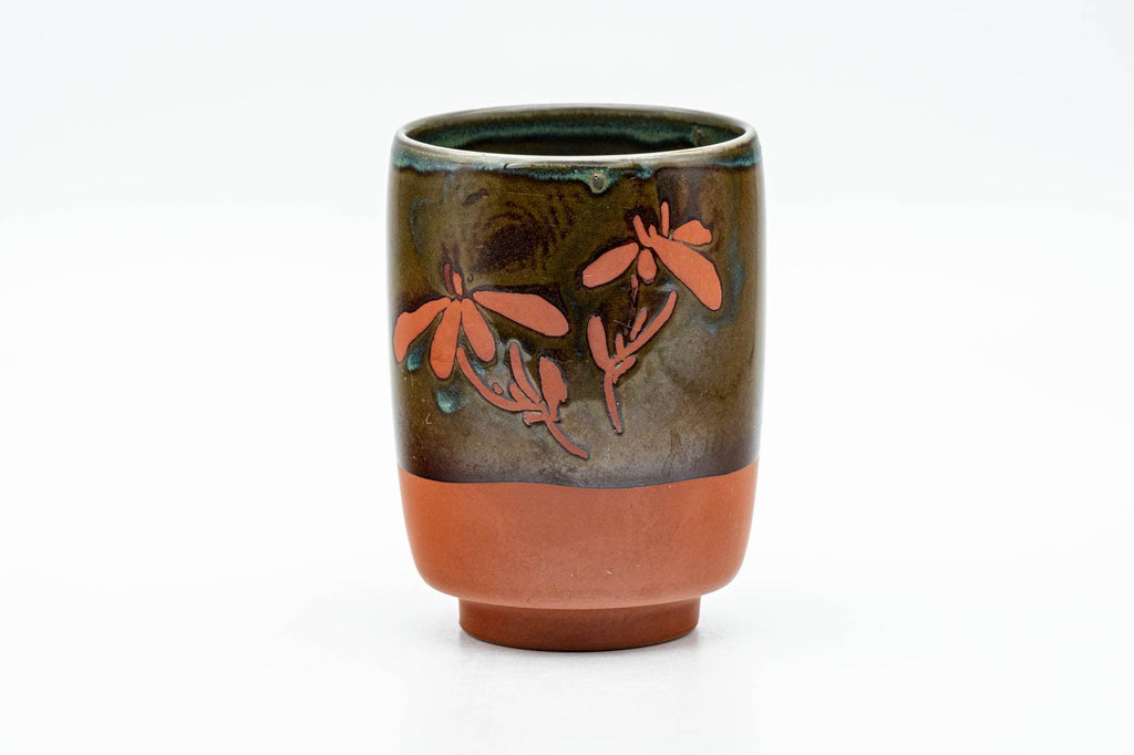 Japanese Teacup - Floral Brown Glazed Tokoname-yaki Yunomi - 180ml