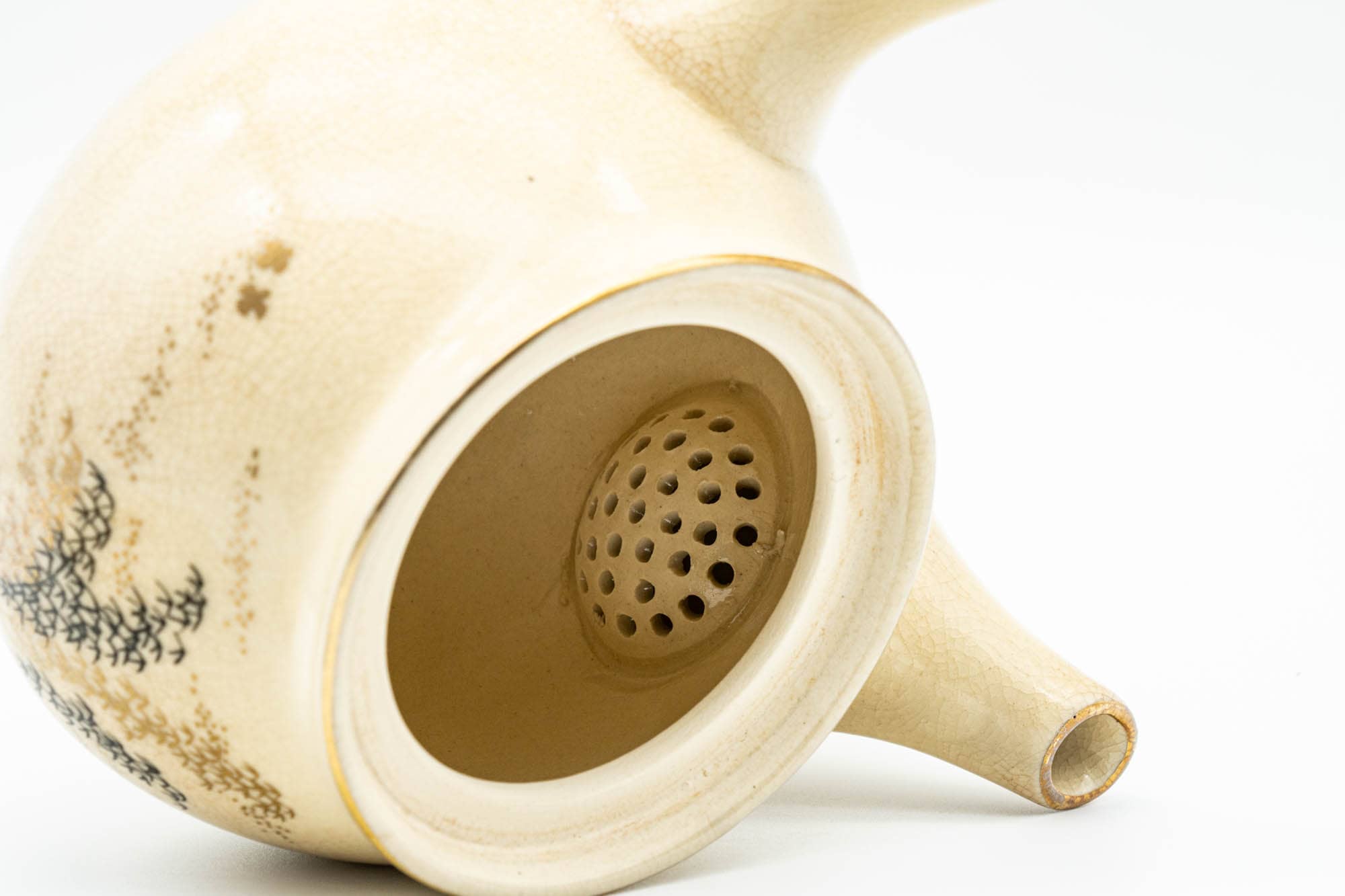Japanese Kyusu - Bamboo Beige Glazed Debeso Teapot - 350ml