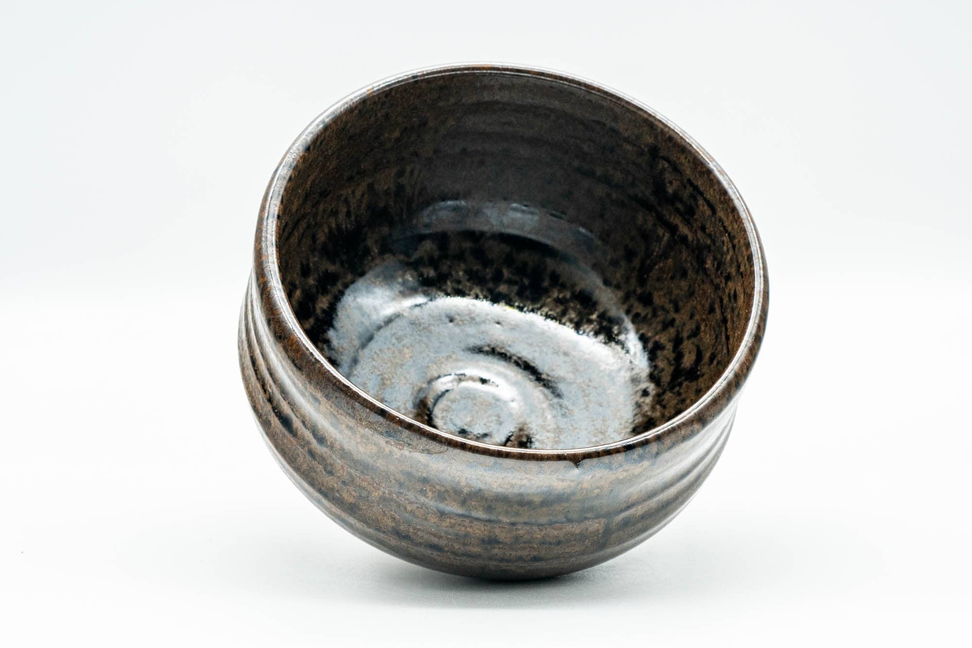 Japanese Matcha Bowl - Brown and Yellow Glazed Waisted Chawan - 450ml