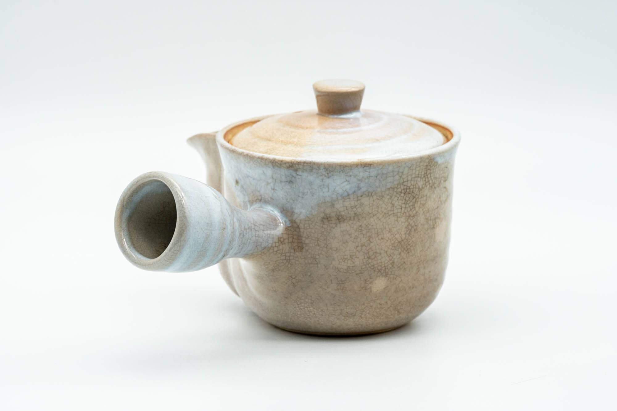 Japanese Kyusu - Beige White Glazed Hagi-yaki Do-ake Teapot - 250ml