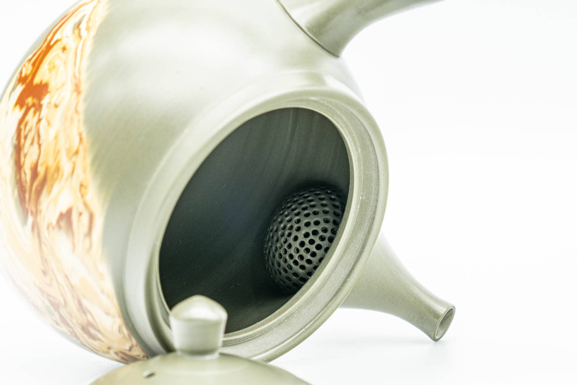 Japanese Kyusu - Gyokko Kiln 玉光 - Green Ryokudei Nerikomi Tokoname-yaki Debeso Teapot - 200ml