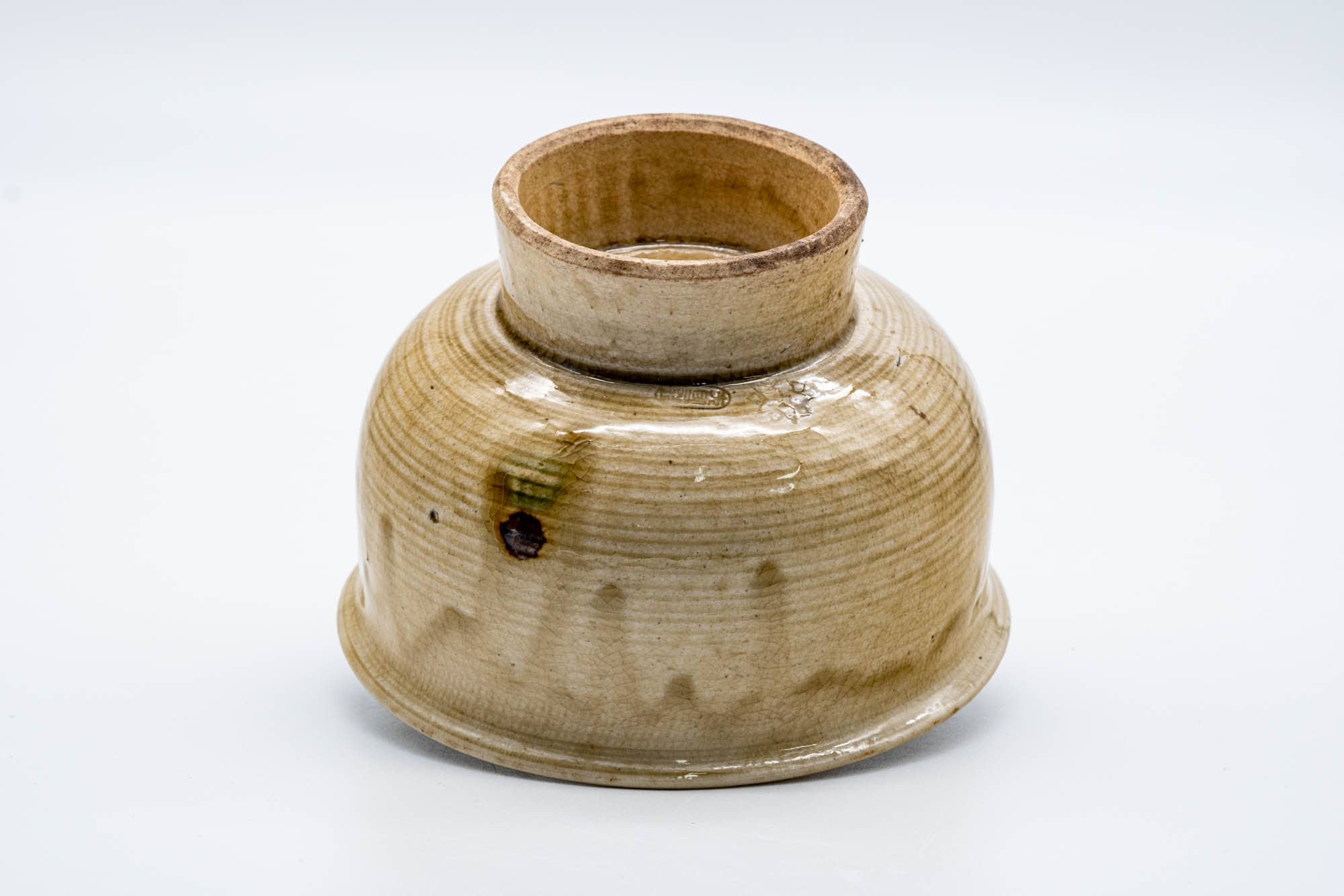 Japanese Matcha Bowl - Crazed Drip-Glazed Yellow Bajyohai Chawan - 300ml
