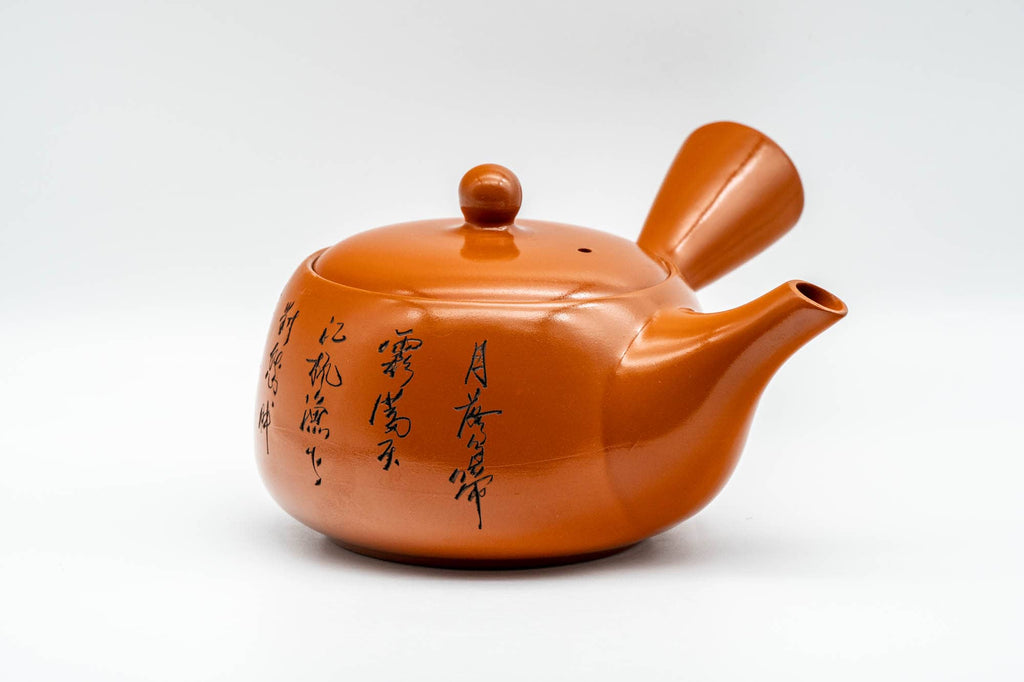 Japanese Kyusu - Kanji Engraved Tokoname-yaki Mesh Teapot - 400ml