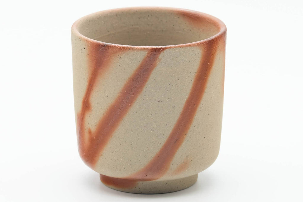 Japanese Teacup - Beige Orange Hidasuki Rice Straw Bizen-yaki Yunomi - 90ml