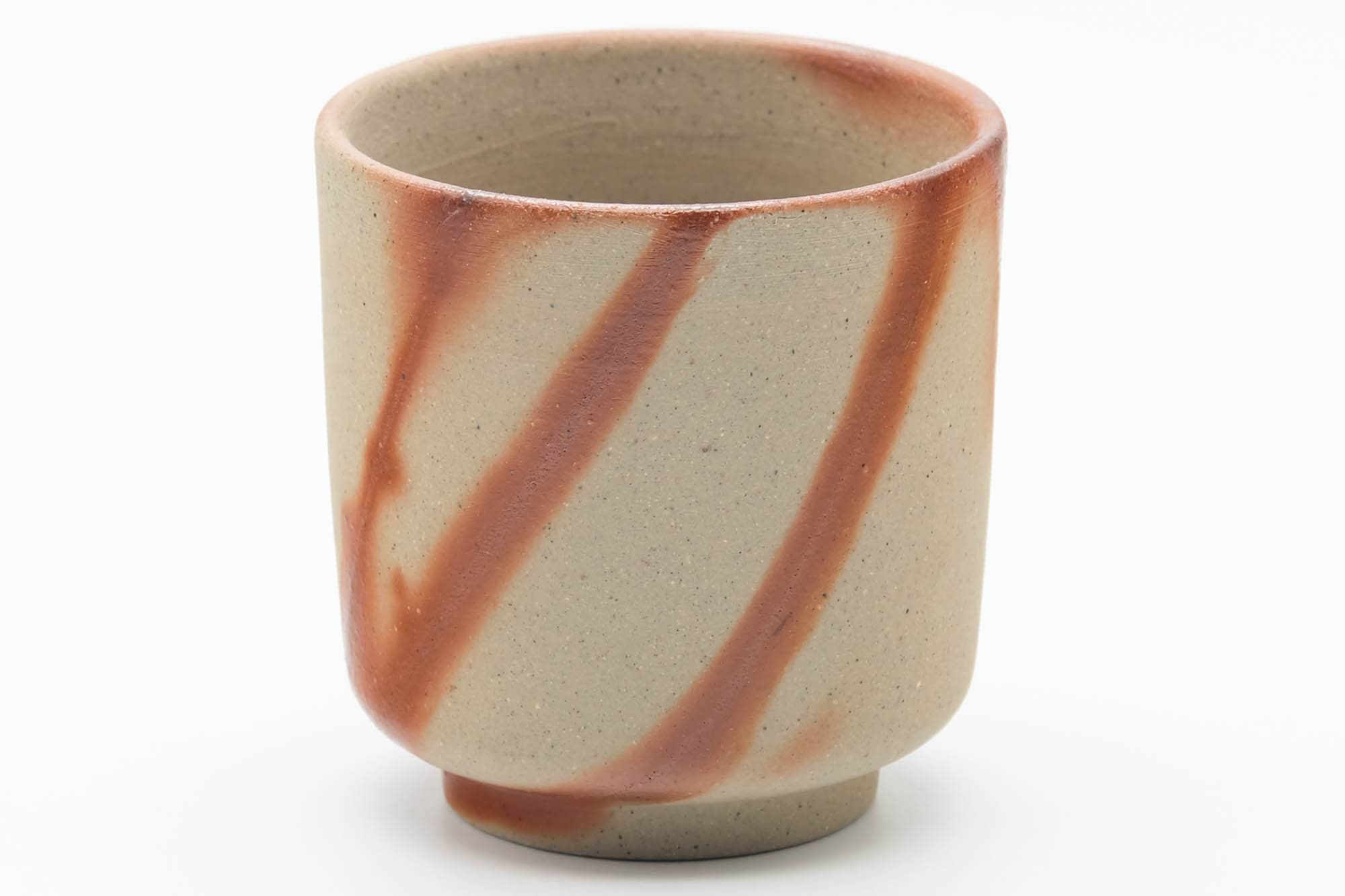 Japanese Teacup - Beige Orange Hidasuki Rice Straw Bizen-yaki Yunomi - 90ml