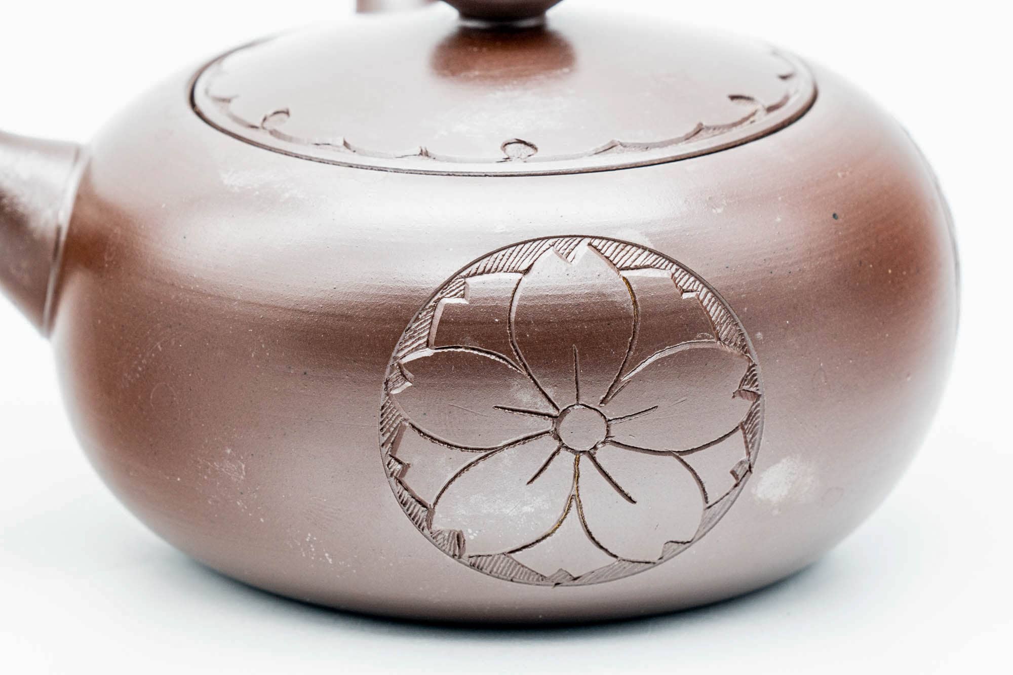 Japanese Kyusu - Engraved Floral Bunny Rabbit Banko-yaki Debeso Teapot - 240ml
