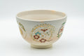 Japanese Matcha Bowl - Beige Gold Bamboo Floral Kyo-yaki Chawan - 350ml