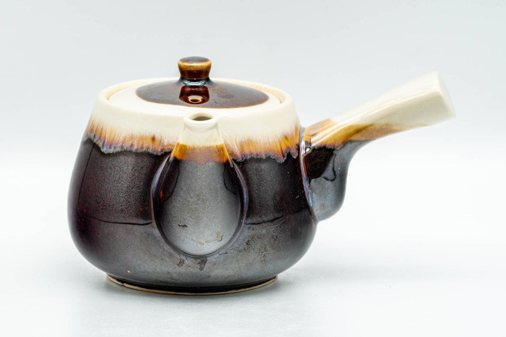 Japanese Kyusu - Brown Yellow Drip-Glazed Debeso Teapot - 275ml