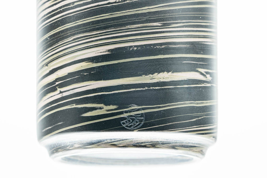 Japanese Teacup - Black Marble Nerikomi White Inner-Glazed Tokoname-yaki Yunomi - 140ml