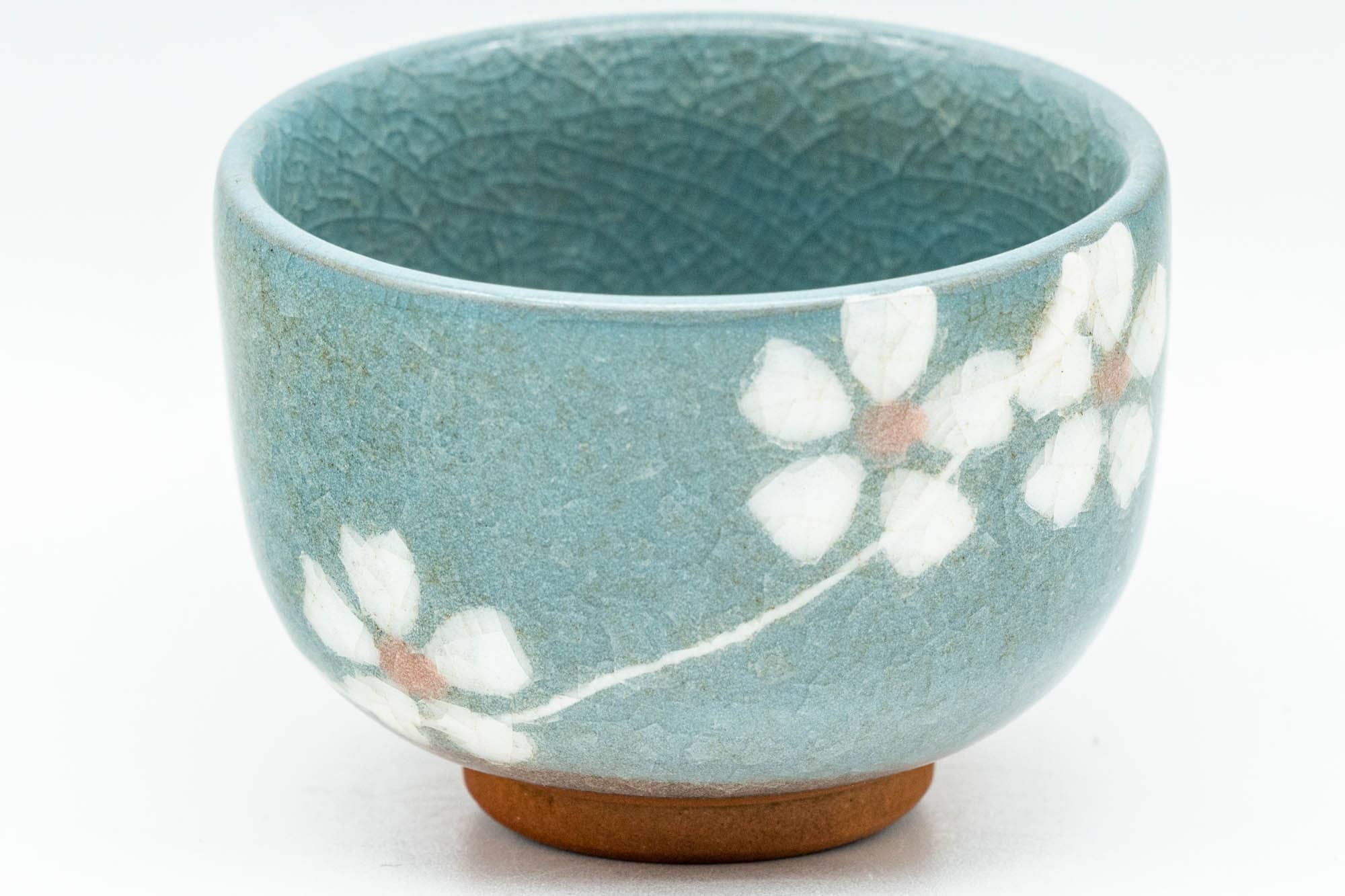 Japanese Teacup - Blue Celadon Glazed Sakura Guinomi - 40ml