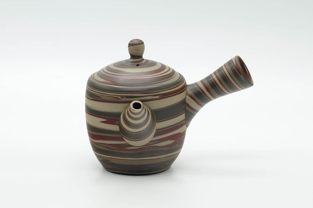 Japanese Kyusu - Green Red White Nerikomi Tokoname Teapot - 310ml