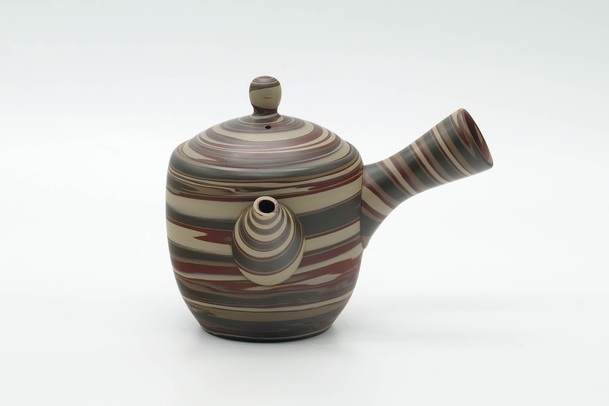 Japanese Kyusu - Green Red White Nerikomi Tokoname Teapot - 310ml