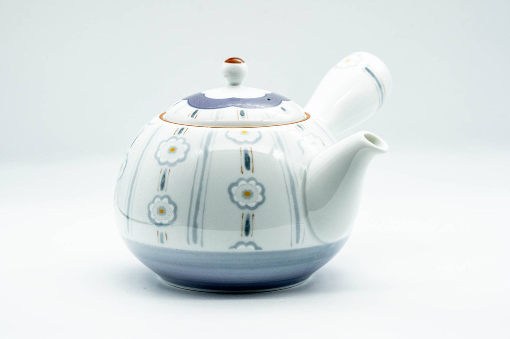 Japanese Kyusu - Chrysanthemum Striped Arita-yaki Debeso Teapot - 500ml