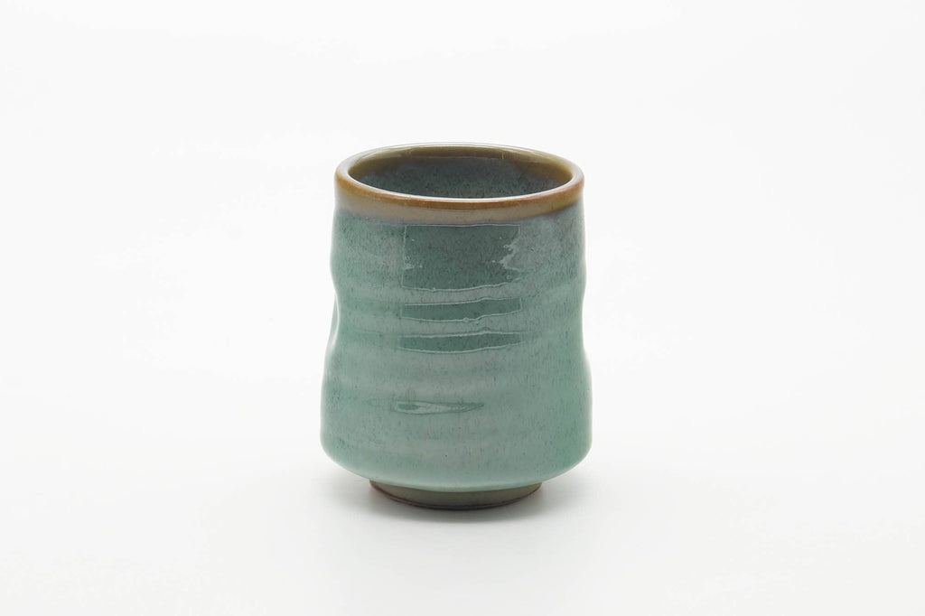 Japanese Teacup - Teal Speckled Thumb-Indented Yunomi - 180ml
