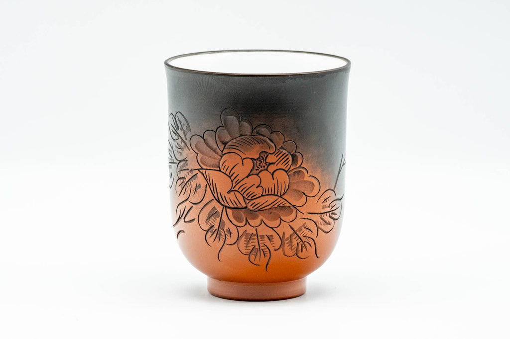 Japanese Teacup - Camellia Engraved Yohen Tokoname-yaki Yunomi - 150ml