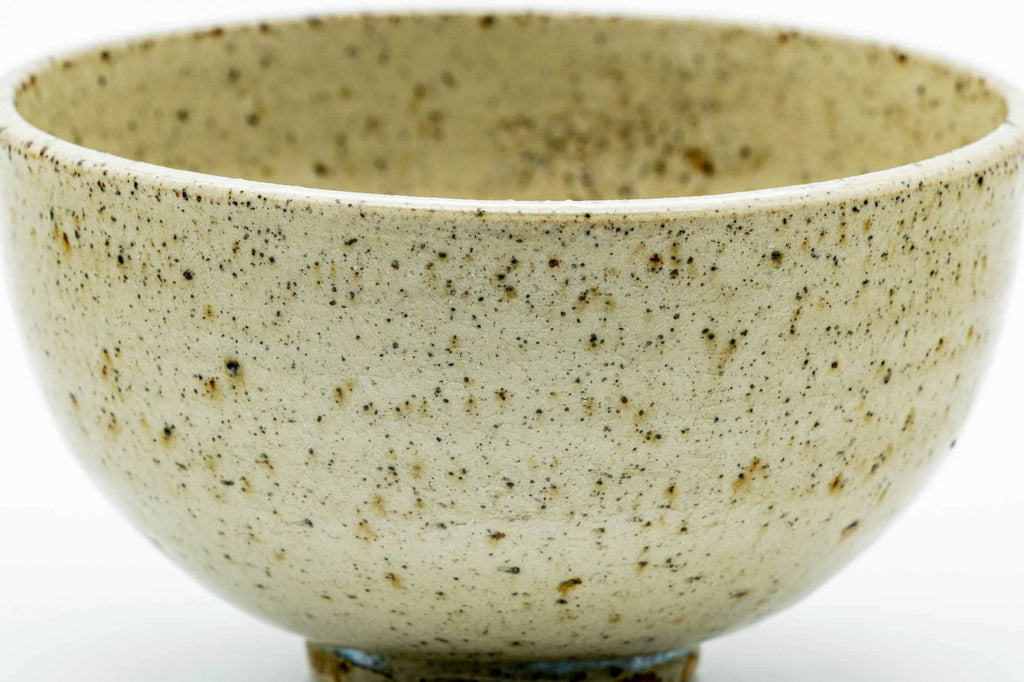 Japanese Matcha Bowl - Beige Brown Speckled Wan-nari Chawan - 250ml