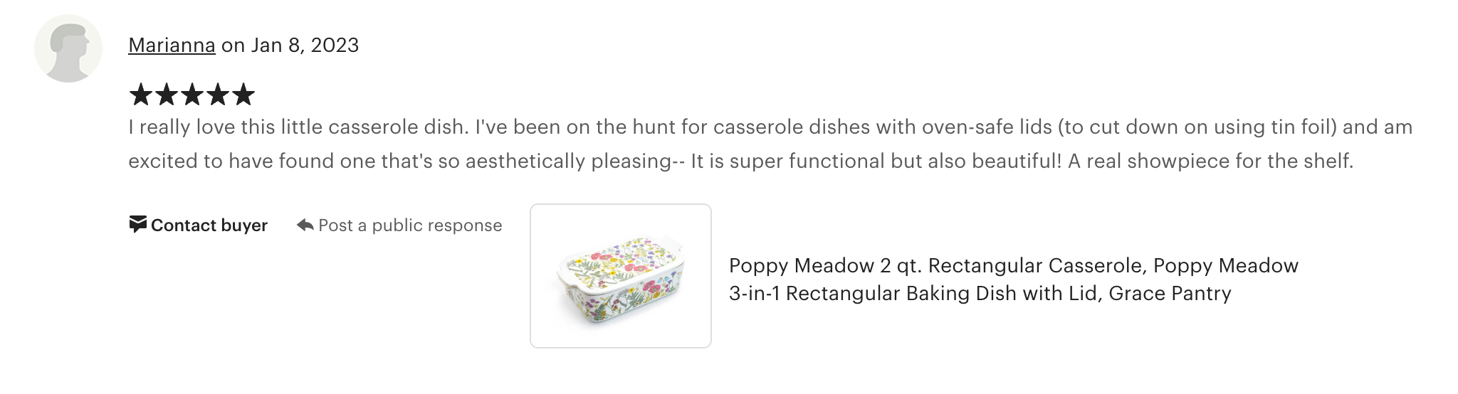 Poppy Meadow 2 qt. Rectangular Casserole