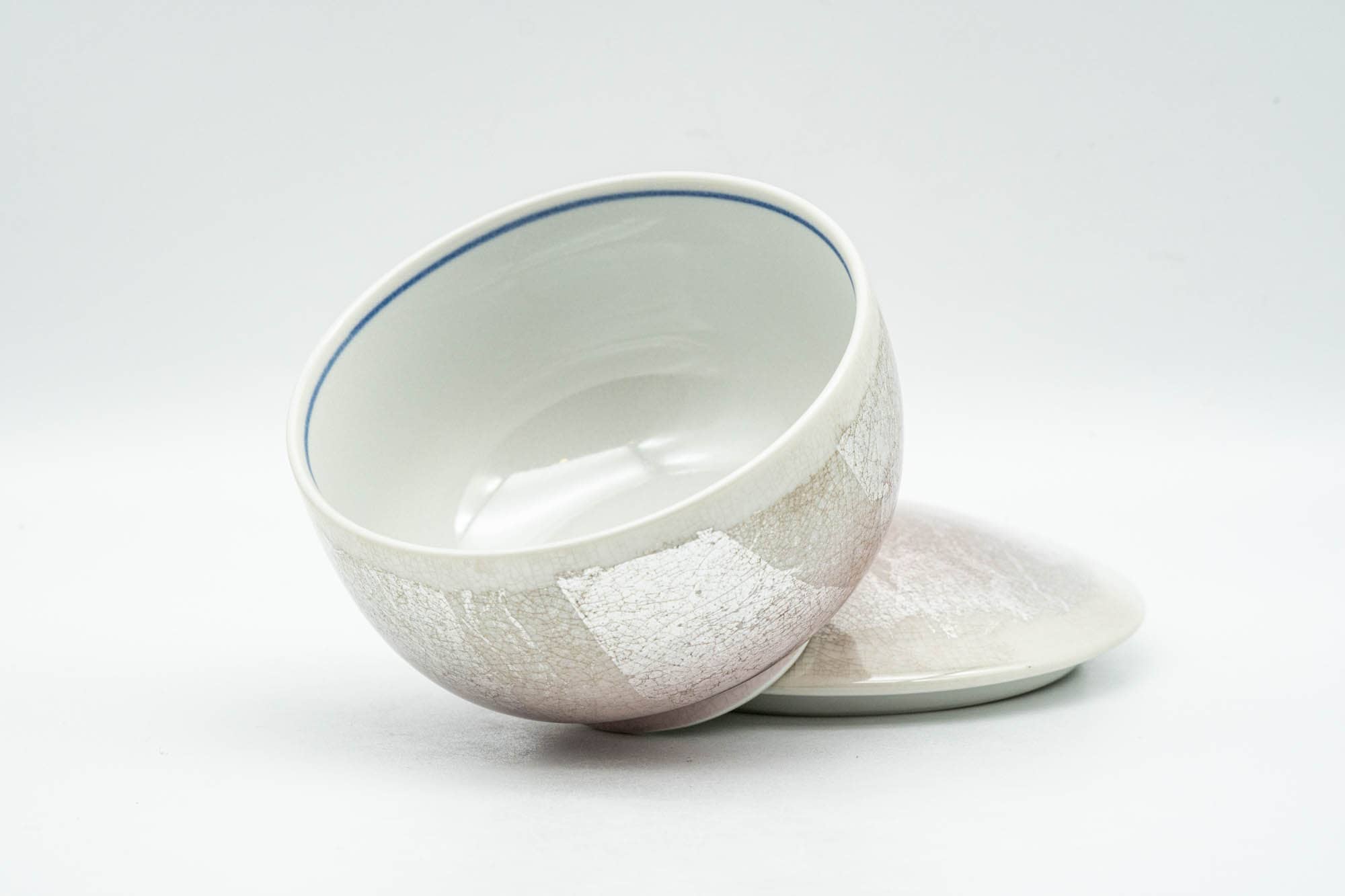 Japanese Teacup - Pink and White Arita-yaki Lidded Yunomi - 130ml