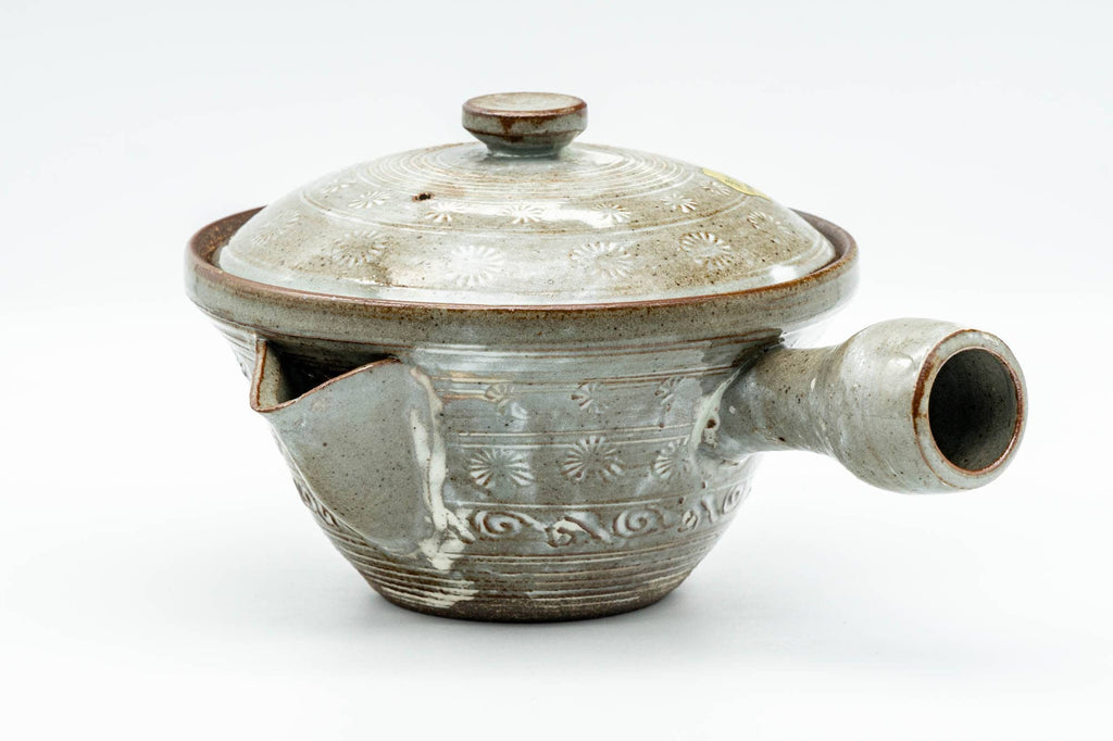 Japanese Kyusu - Chrysanthemum Grey Glazed Kiyomizu-yaki Do-ake Teapot - 200ml
