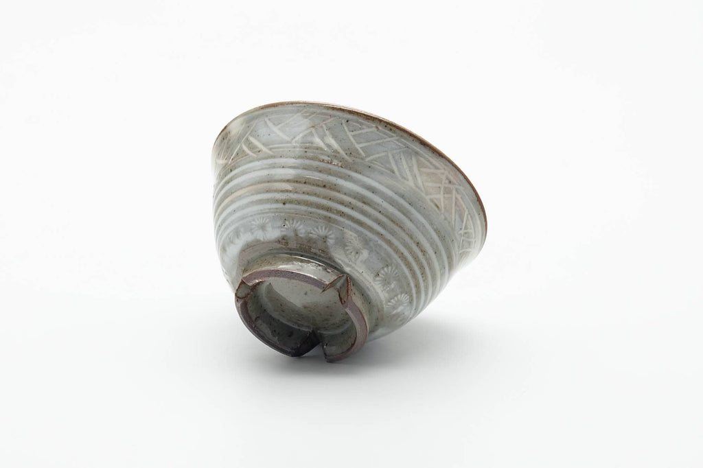 Japanese Teacup - Chrysanthemum Grey Milky Drip-Glazed Kiyomizu-yaki Yumoni - 80ml