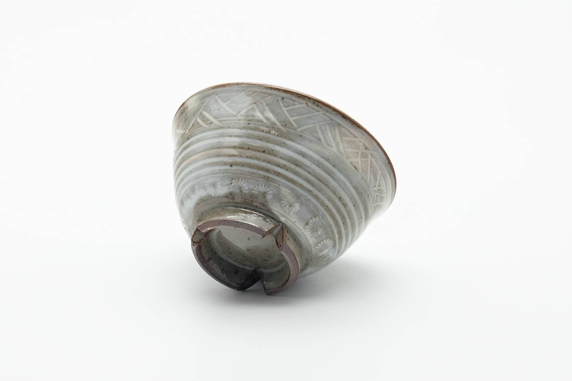 Japanese Teacup - Chrysanthemum Grey Milky Drip-Glazed Kiyomizu-yaki Yumoni - 80ml