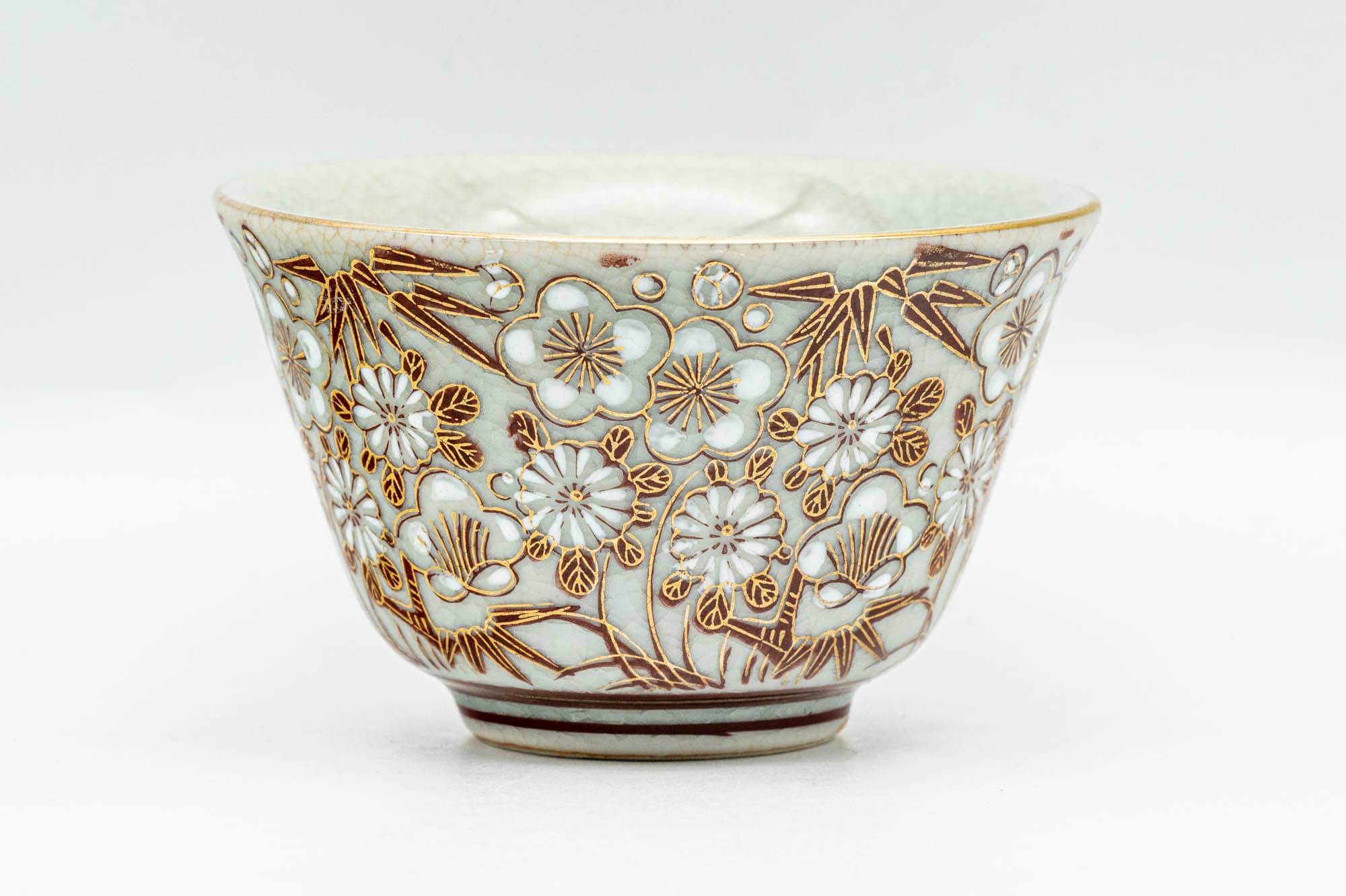 Japanese Teacup - Chrysanthemum Ume Kutani-yaki Yunomi - 120ml