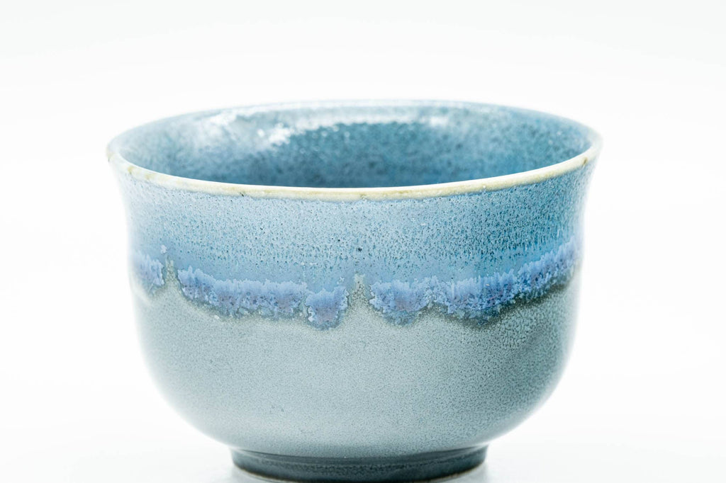 Japanese Teacups - Pair of Glossy Blue Drip-Glazed Yunomi - 140ml