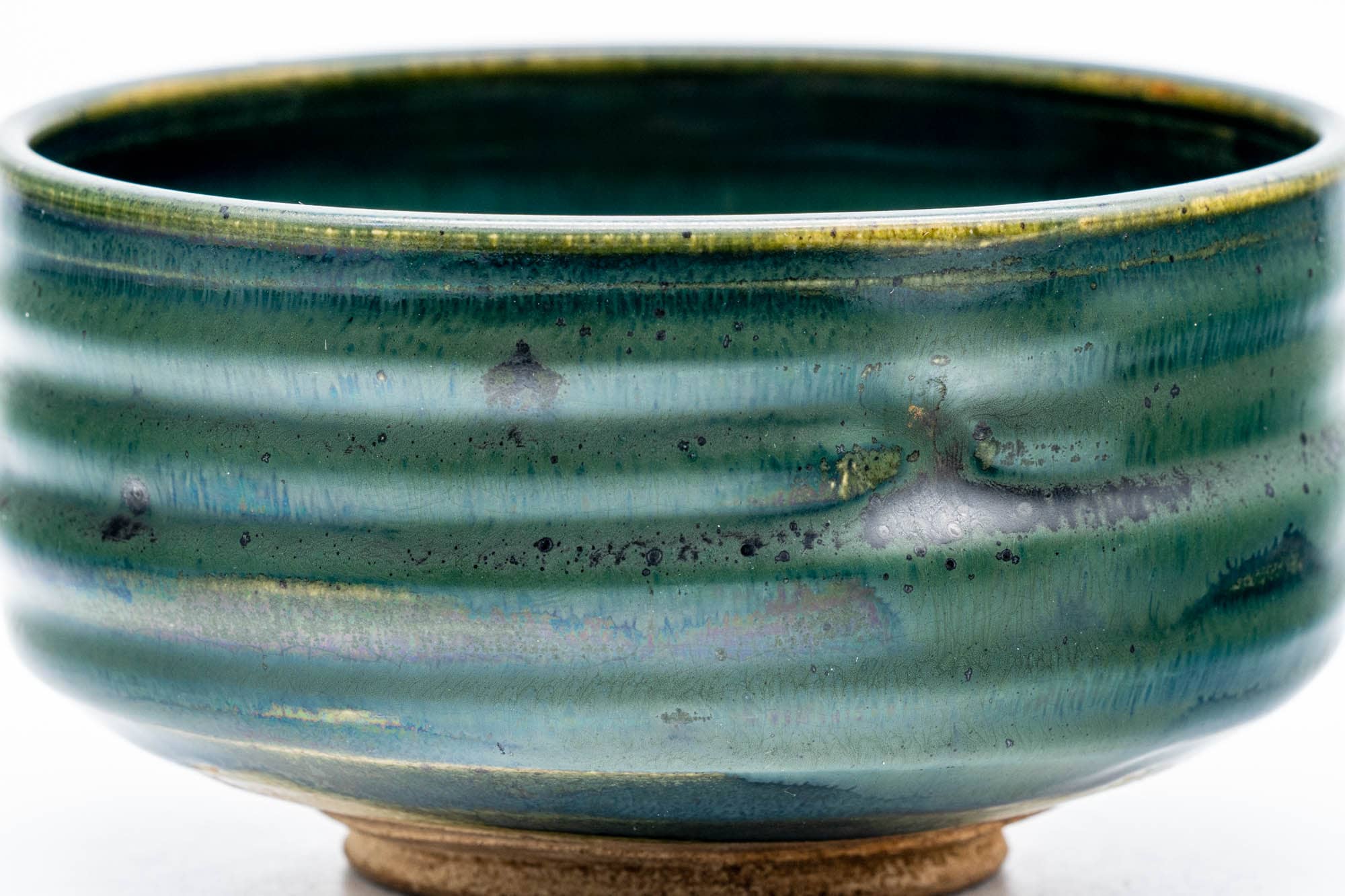 Japanese Matcha Bowl - Green Glazed Thumb-Indented Spiraling Chawan - 200ml