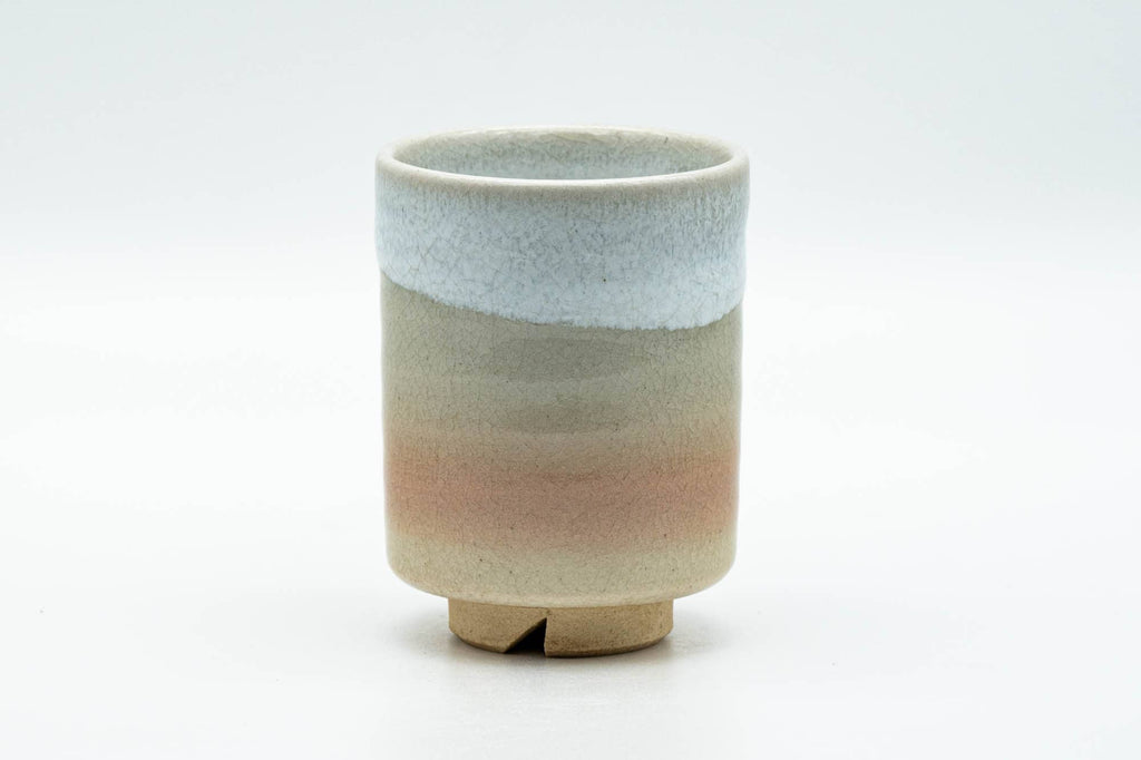 Japanese Teacup - Beige White Peach Tsutsu-gata Hagi-yaki Yunomi - 125ml