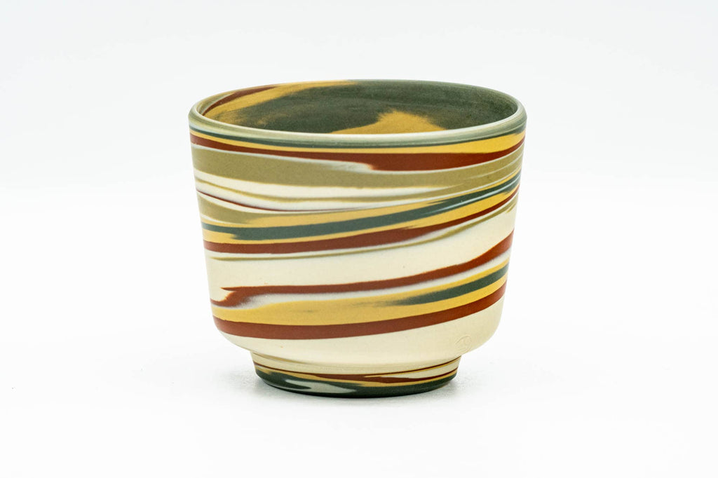 Japanese Teacup - Green Red Yellow Marbled Nerikomi Tokoname-yaki Yunomi - 120ml