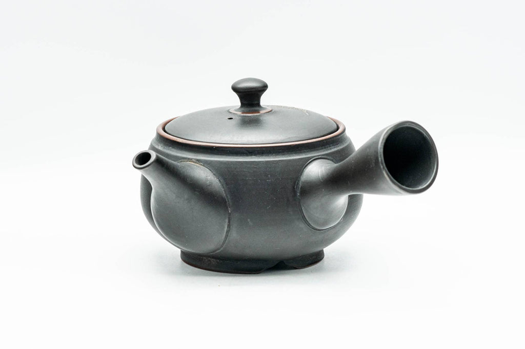 Japanese Kyusu - Black Kurodei Tokoname-yaki Ginkgo Leaf Teapot - 250ml