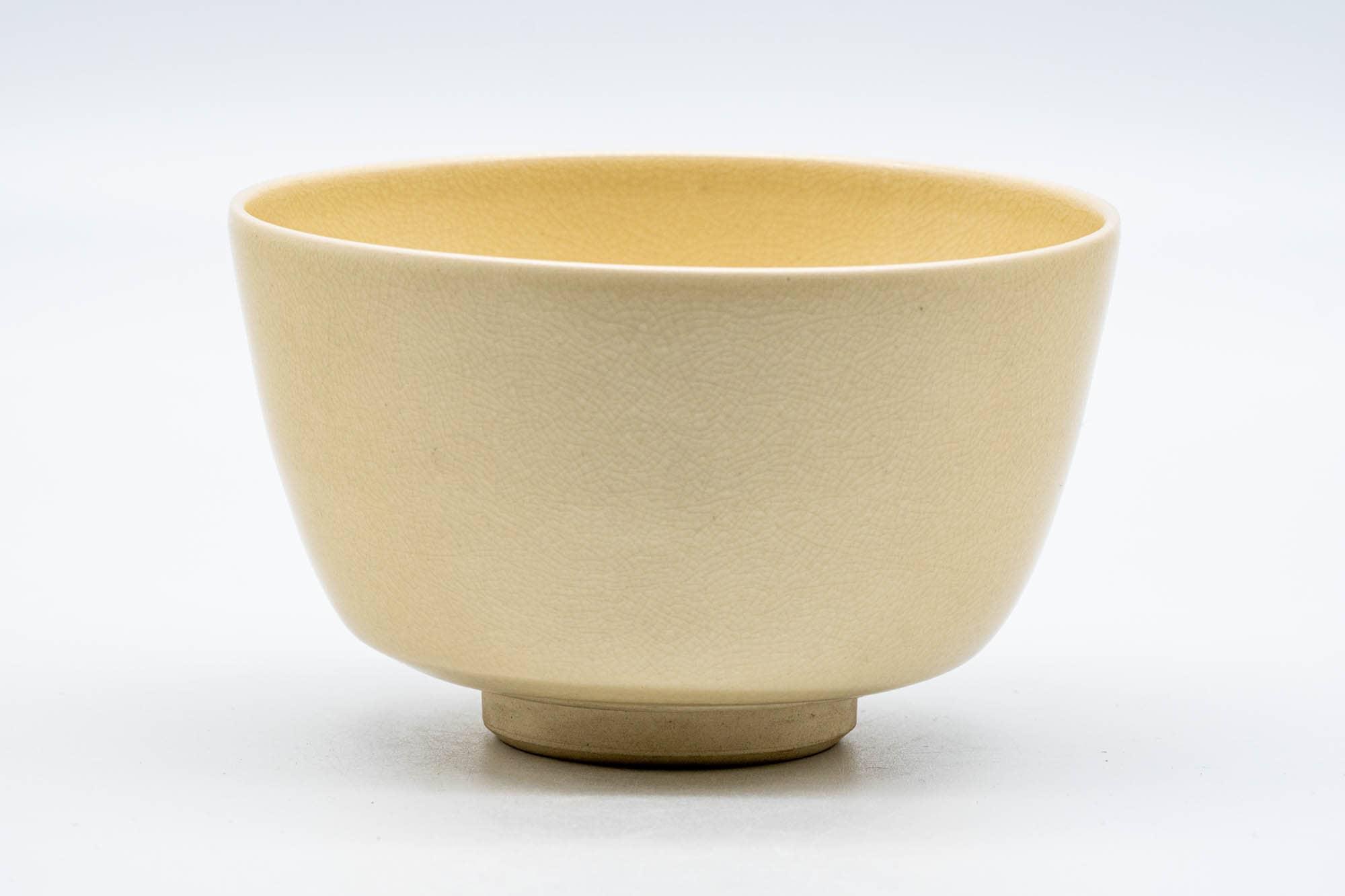 Japanese Matcha Bowl - Beige Floral Kyo-yaki Hantsutsu-gata Chawan - 300ml
