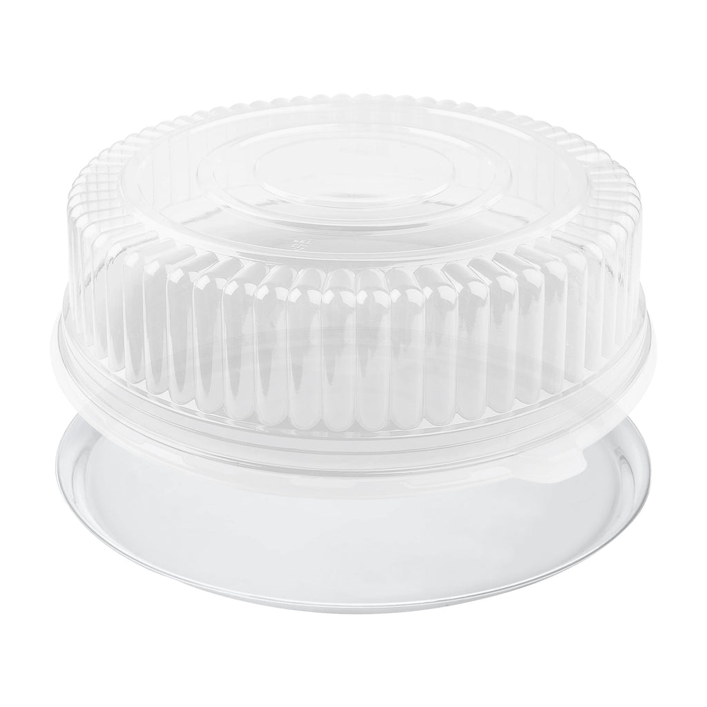 16" Clear Round Plastic Trays with Lids