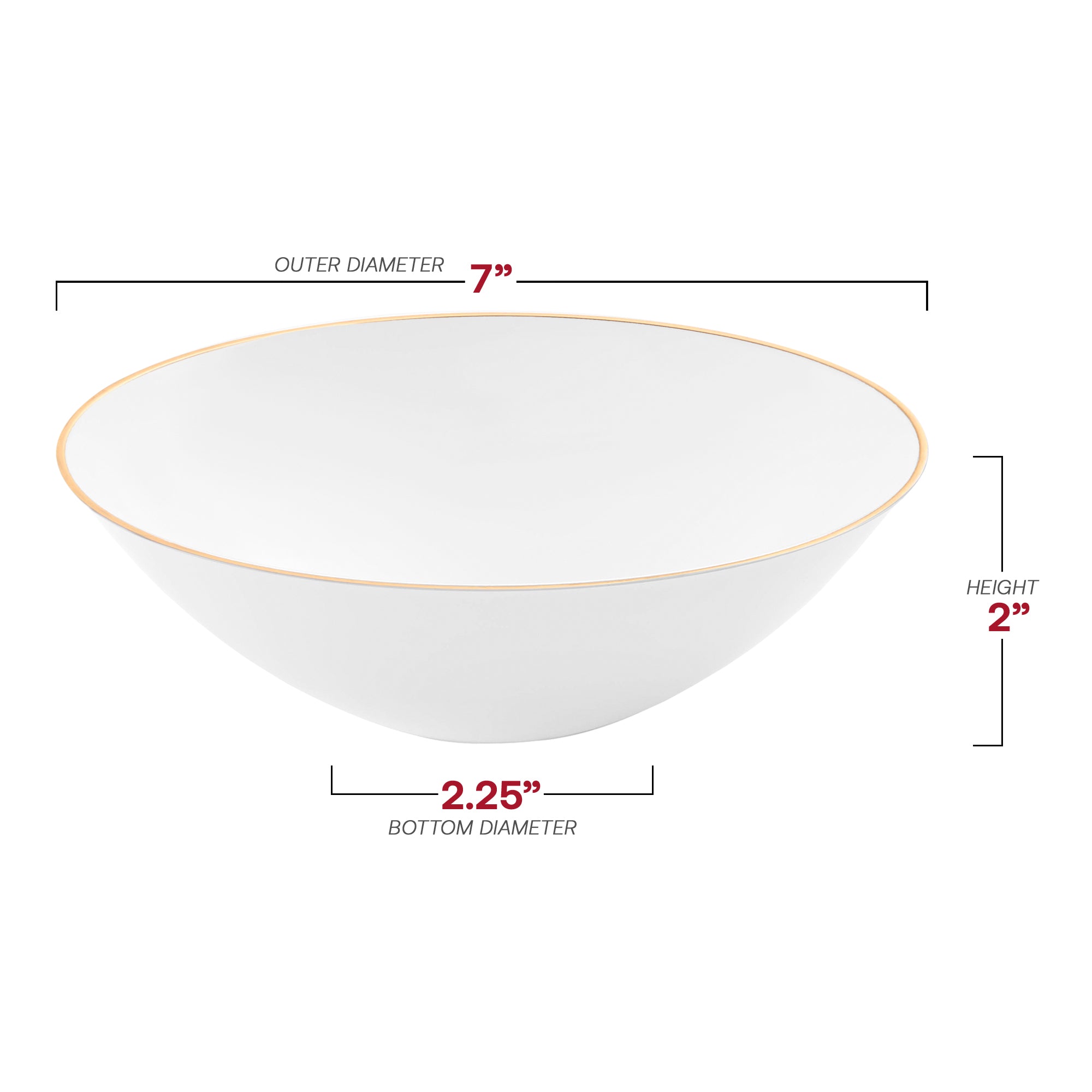 White with Gold Rim Organic Round Disposable Plastic Soup Bowls (16 oz.)