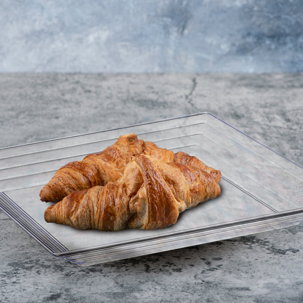 16" x 16" Clear Square with Groove Rim Plastic Serving Trays