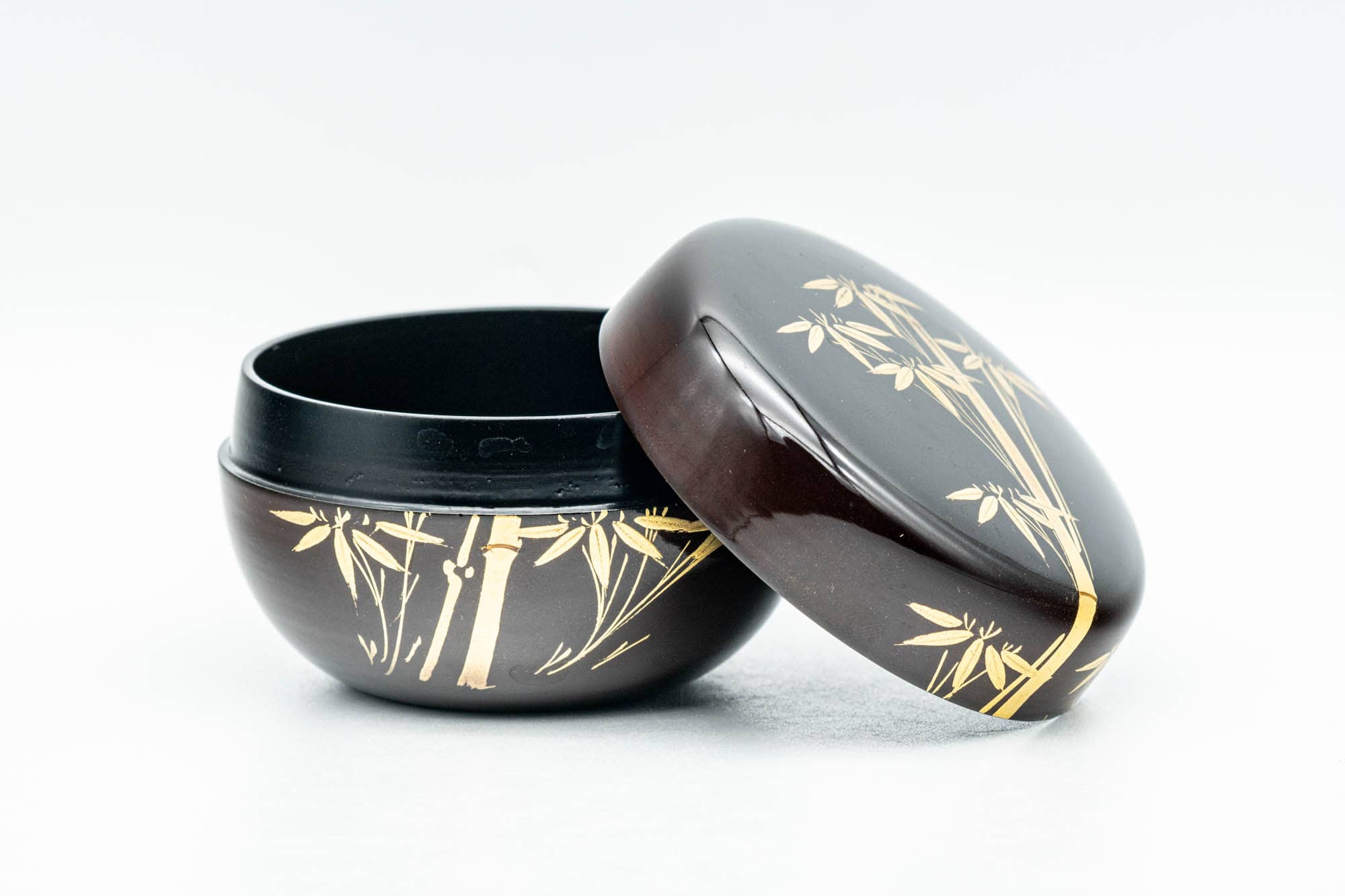 Japanese Natsume - Black Lacquer Golden Bamboo Matcha Tea Caddy - 50ml