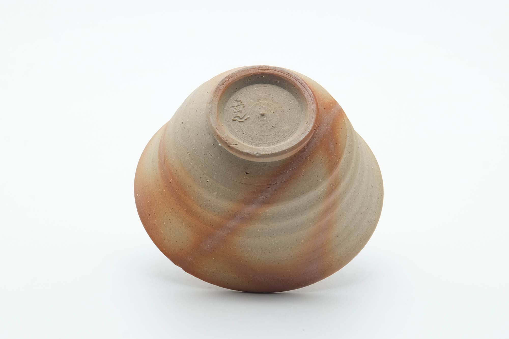 Japanese Teacup - Beige Orange Rice Straw Hidasuki Bizen-yaki Yunomi - 100ml