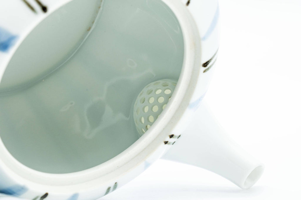 Japanese Kyusu - Blue Striped Arita-yaki Debeso Teapot - 300ml