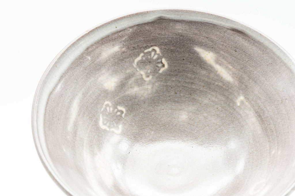 Japanese Matcha Bowl - Hakeme White Brush Stroke Glazed Summer Chawan - 150ml