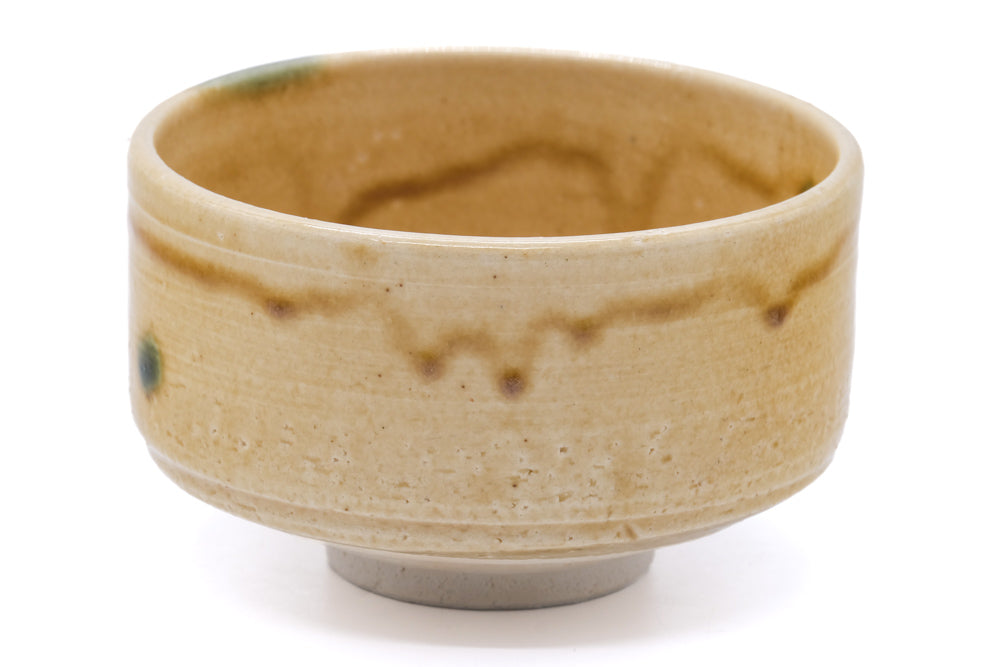 Japanese Matcha Bowl - Yellow Green Drip-Glazed Seto Chawan - 475ml