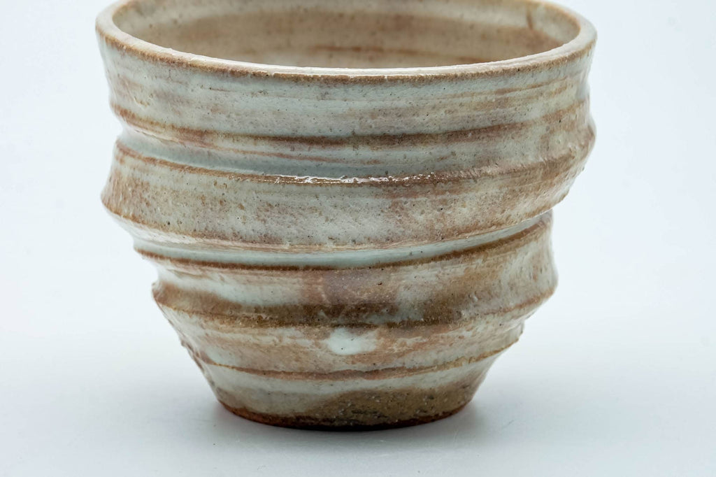 Japanese Teacup - Beige Cream Spotted Spiraling Yunomi - 220ml