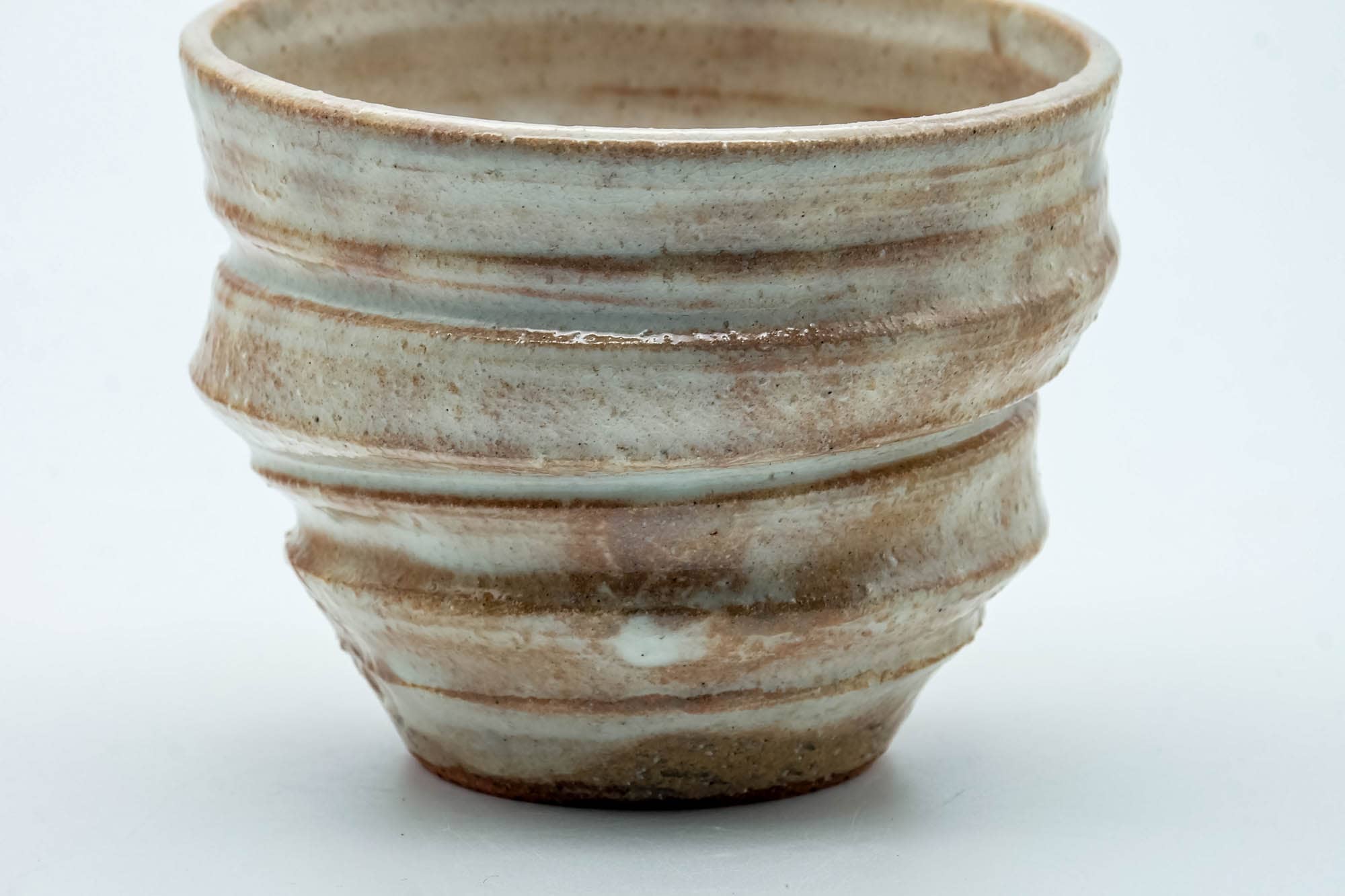 Japanese Teacup - Beige Cream Spotted Spiraling Yunomi - 220ml